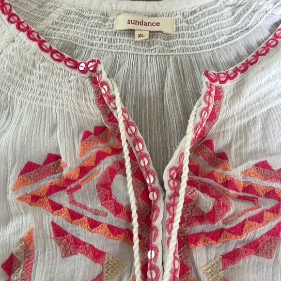 Sundance Cotton Crepe Sequin Tassel Tunic Top XL - Picture 4 of 8